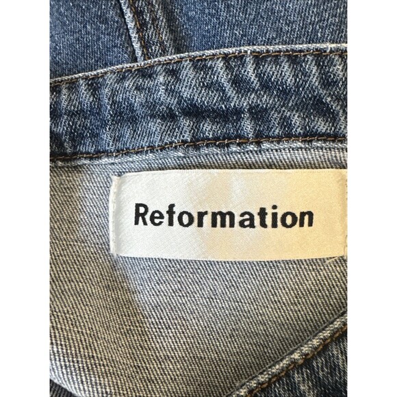 Reformation Camille Size 0 Blue Distressed Denim Button Front Midi Dress - Picture 6 of 15